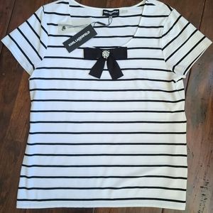 NWT - KARL LAGERFELD striped short sleeve top